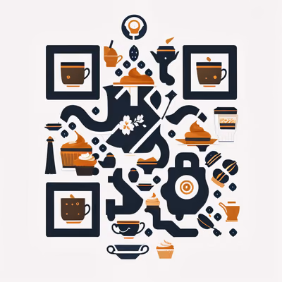Tea Party Icons Vector QR Code for Restaurant Menus — image 1