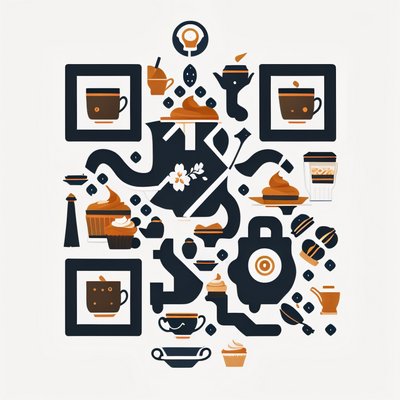 Tea Party Icons Vector QR Code for Restaurant Menus
