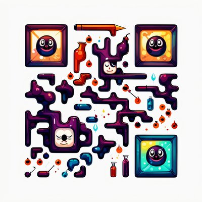 Мультяшная лаборатория зелий: векторный QR-код для стикеров