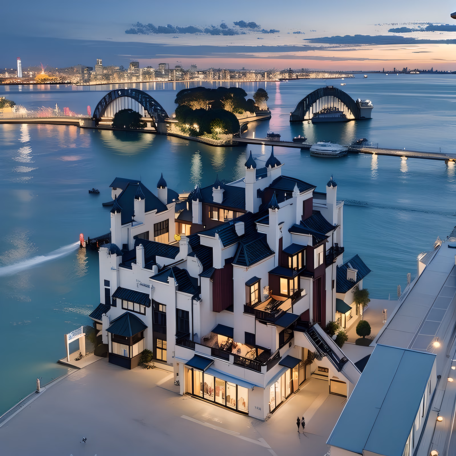 Sydney Harbor Waterfront Dusk QR Code Art — image 1