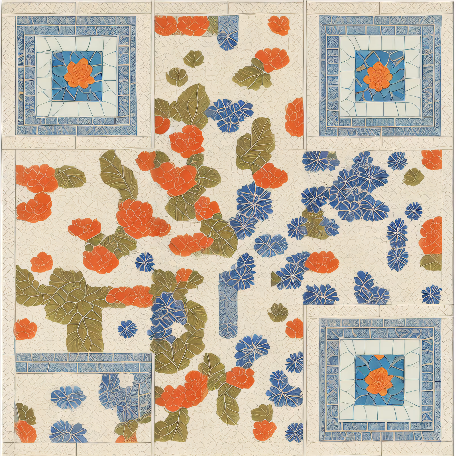 Floral Tile Mosaic Chinoiserie QR Code Art — image 1