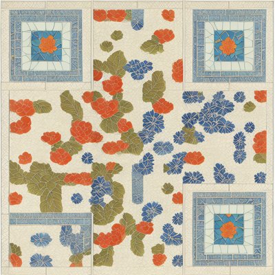 Floral Tile Mosaic Chinoiserie QR Code Art