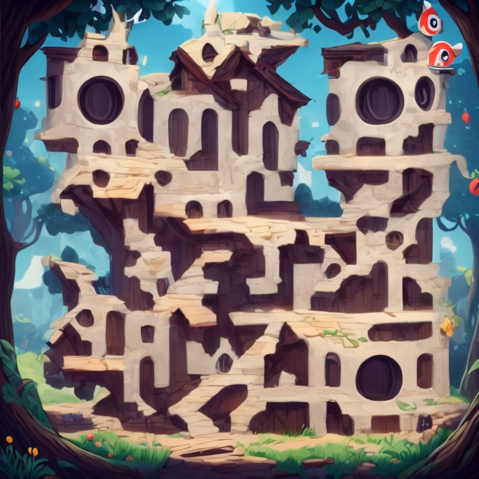 Forest Stone Tower Game Art QR Code for Posters — image 1