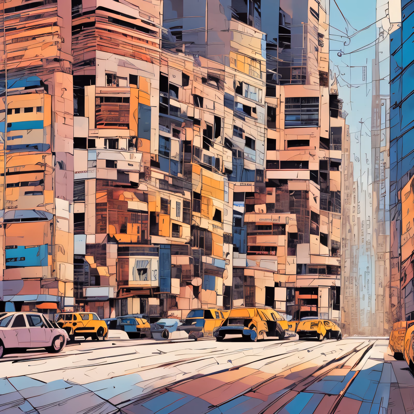 Comic Style City Street Building QR Code for Posters — image 1