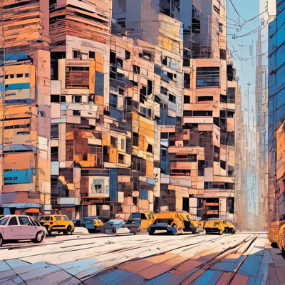 Comic Style City Street Building QR Code for Posters — image 1
