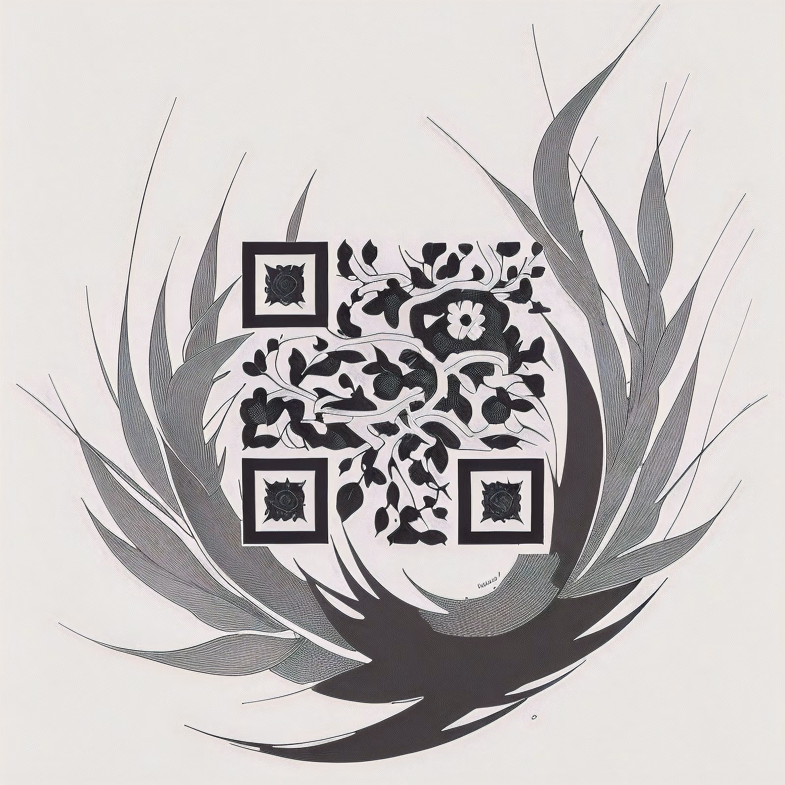 Olive Branch Ink Tattoo QR Code for Temporary Tattoos — image 1