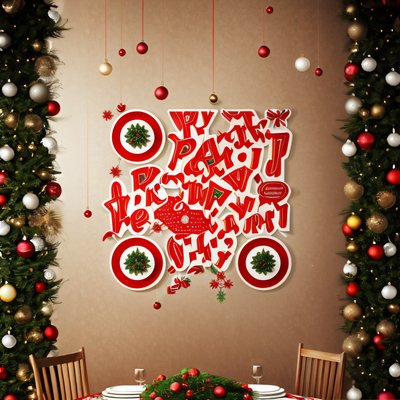 Christmas Dinner Table Advertising QR Code for Posters