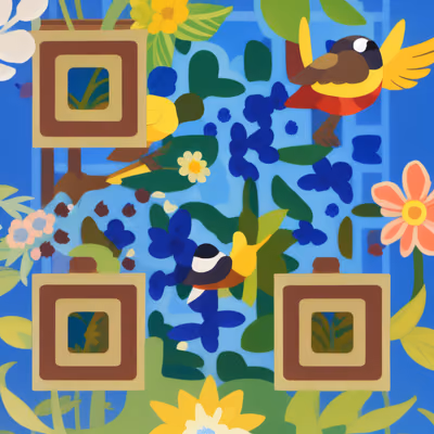 Birds and Flowers Vector QR Code Art — image 1