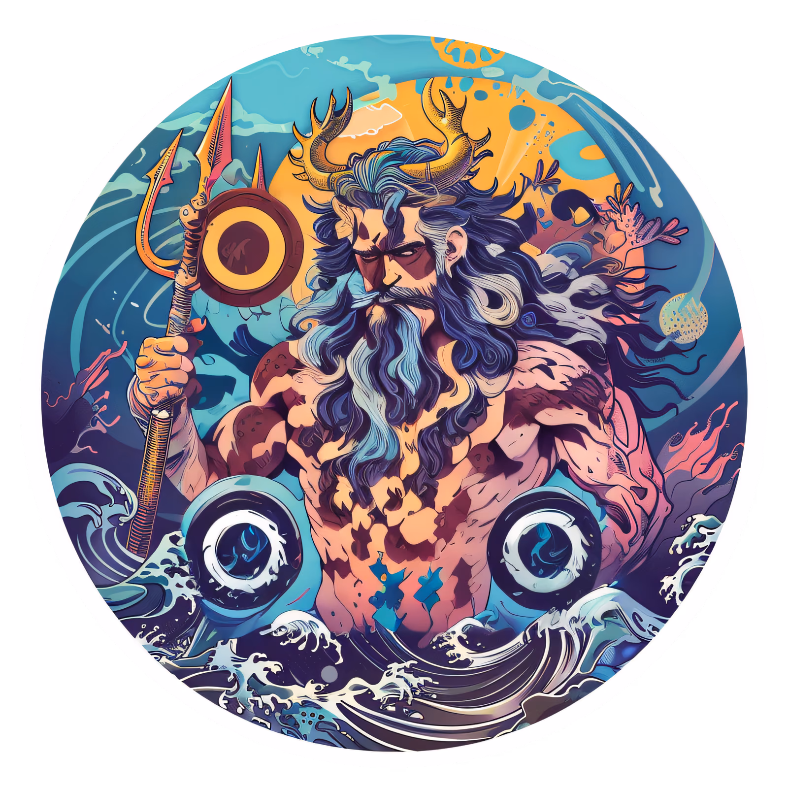 Poseidon Sea God Vector QR Code for Stickers — image 1