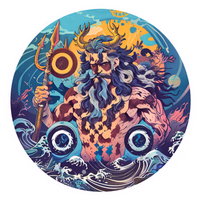 Poseidon Sea God Vector QR Code for Stickers — image 1