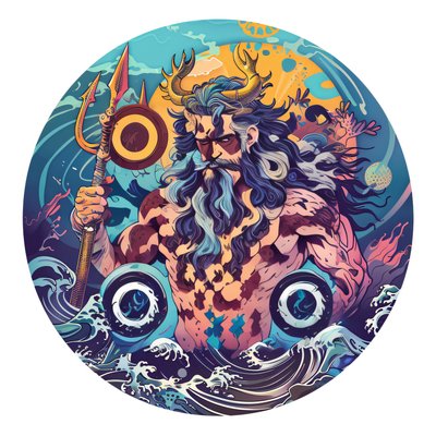Poseidon Sea God Vector QR Code for Stickers