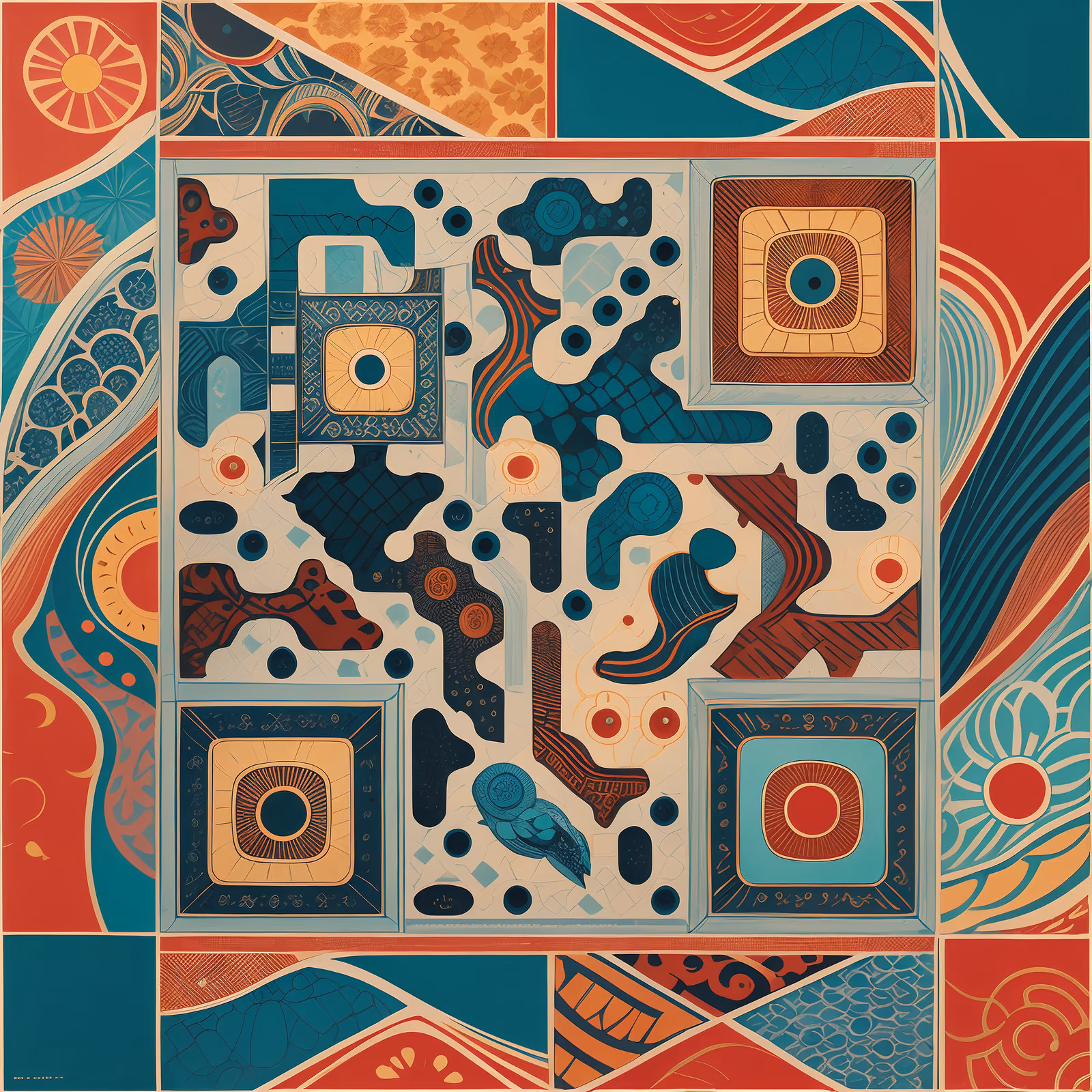 Talavera Folk Tile Pattern QR Code Art — image 1