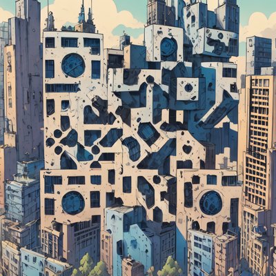 Comic Book Skyscraper Cityscape QR Code Art