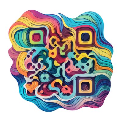 Rainbow Swirl Abstract Vector QR Code for Stickers