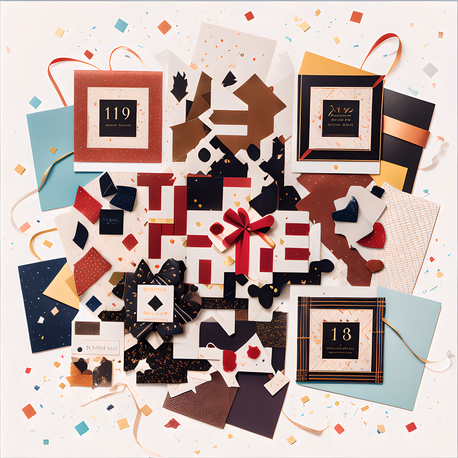 Torn Gift Wrap Celebration Collage QR Code for Event Invitations — image 1