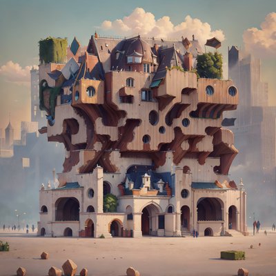 Surreal Paris Building Digital Painting QR Code Art