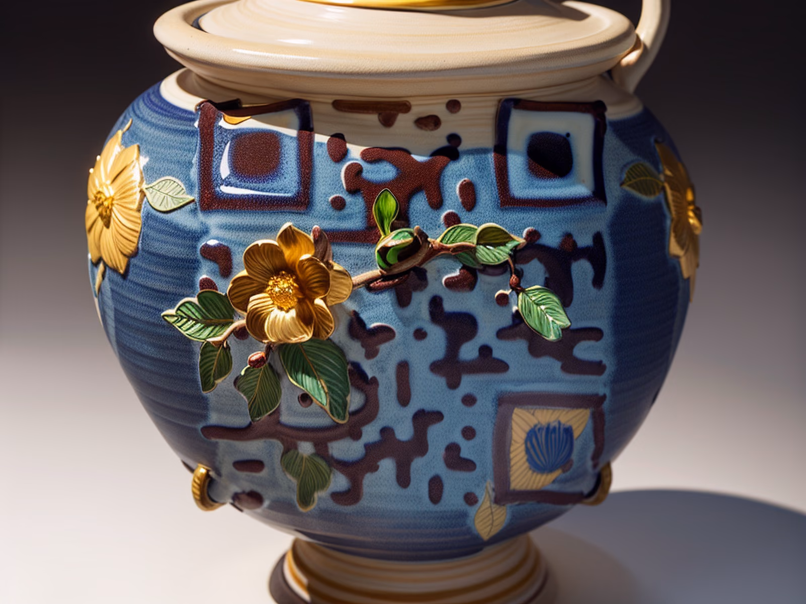 Blue Glazed Amphora Pottery QR Code Art — image 1