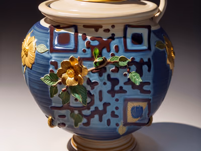 Blue Glazed Amphora Pottery QR Code Art — image 1