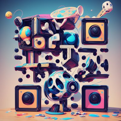 Colorful Camera Machine 3D Render QR Code Art