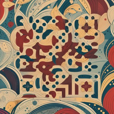 Maroon Teal Floral Abstract Pattern QR Code Art