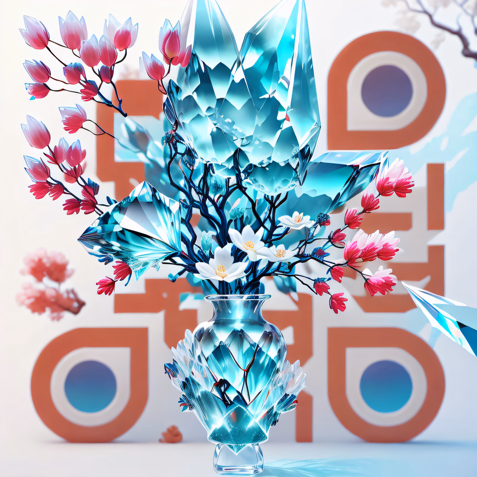 水晶花束3D二维码艺术 — 图片 1