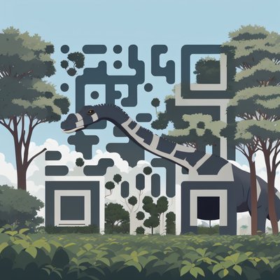 Brachiosaurus Savanna Vector QR Code for Posters