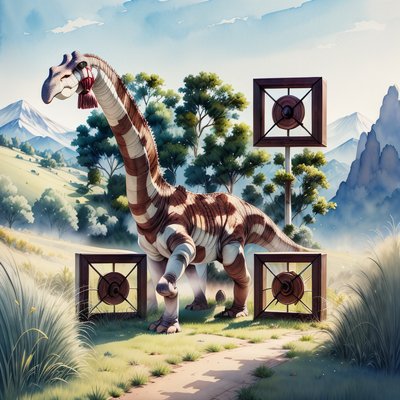 Brachiosaurus Valley Watercolor QR Code Art
