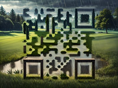 Дождливый зелёный луг, цифровая живопись: QR-код