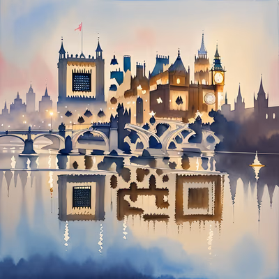 Лондонский Биг-Бен в акварели, QR-код — изображение 1