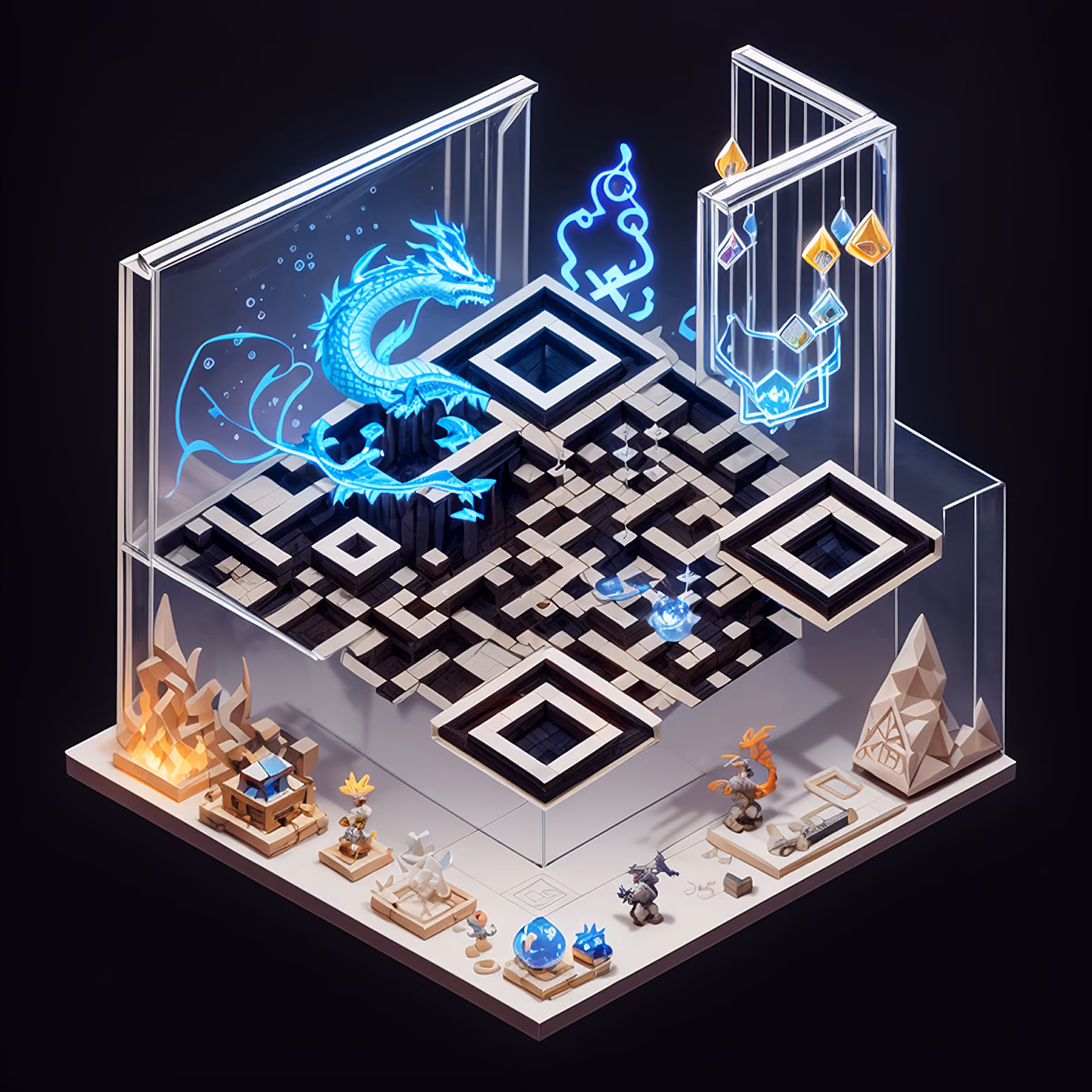 Isometric Dragon Glass Studio QR Code for Posters — image 1