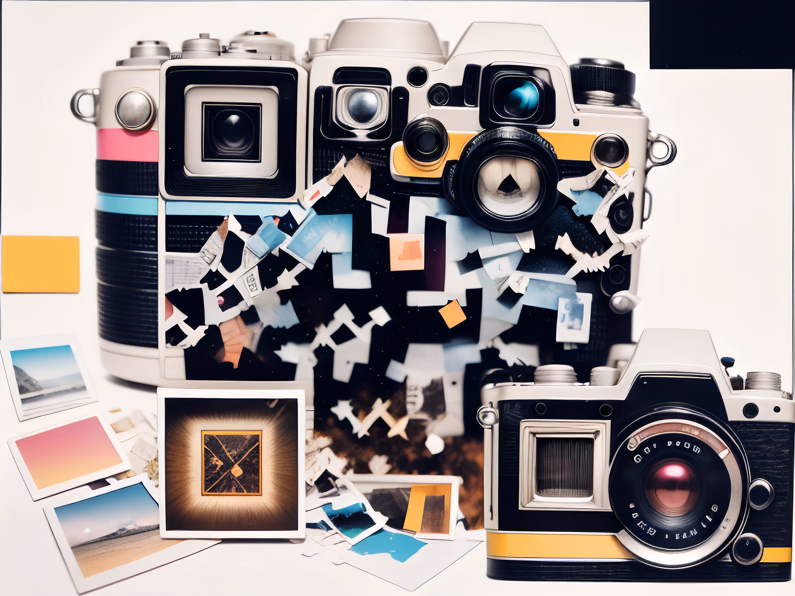Vintage Camera Paper Collage QR Code for Posters — image 1