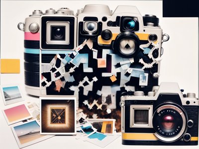 Vintage Camera Paper Collage QR Code for Posters