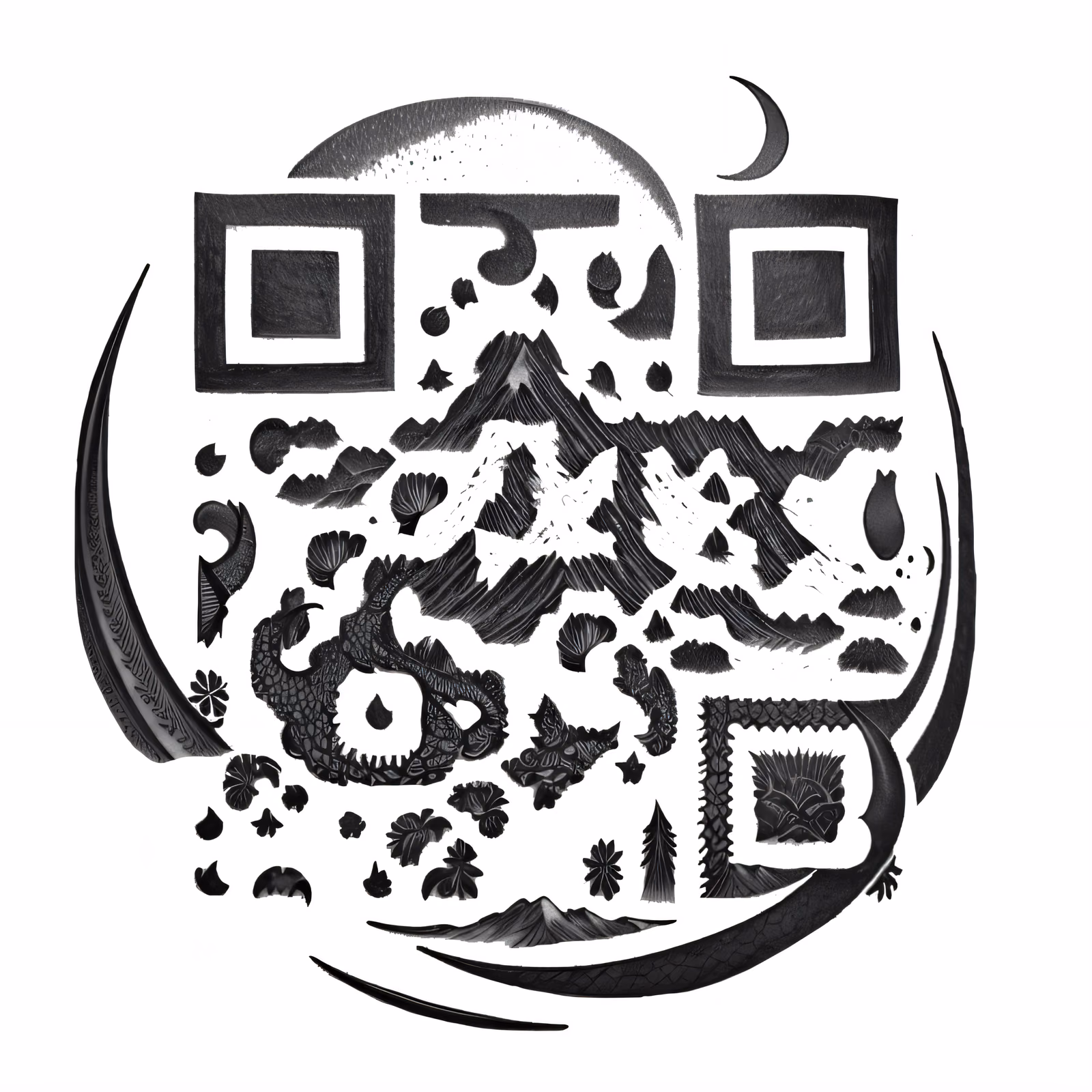 Mountain Dragon Ink Tattoo QR Code for Temporary Tattoos — image 1