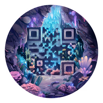 Underwater Crystal Cave Fantasy QR Code for Stickers — image 1