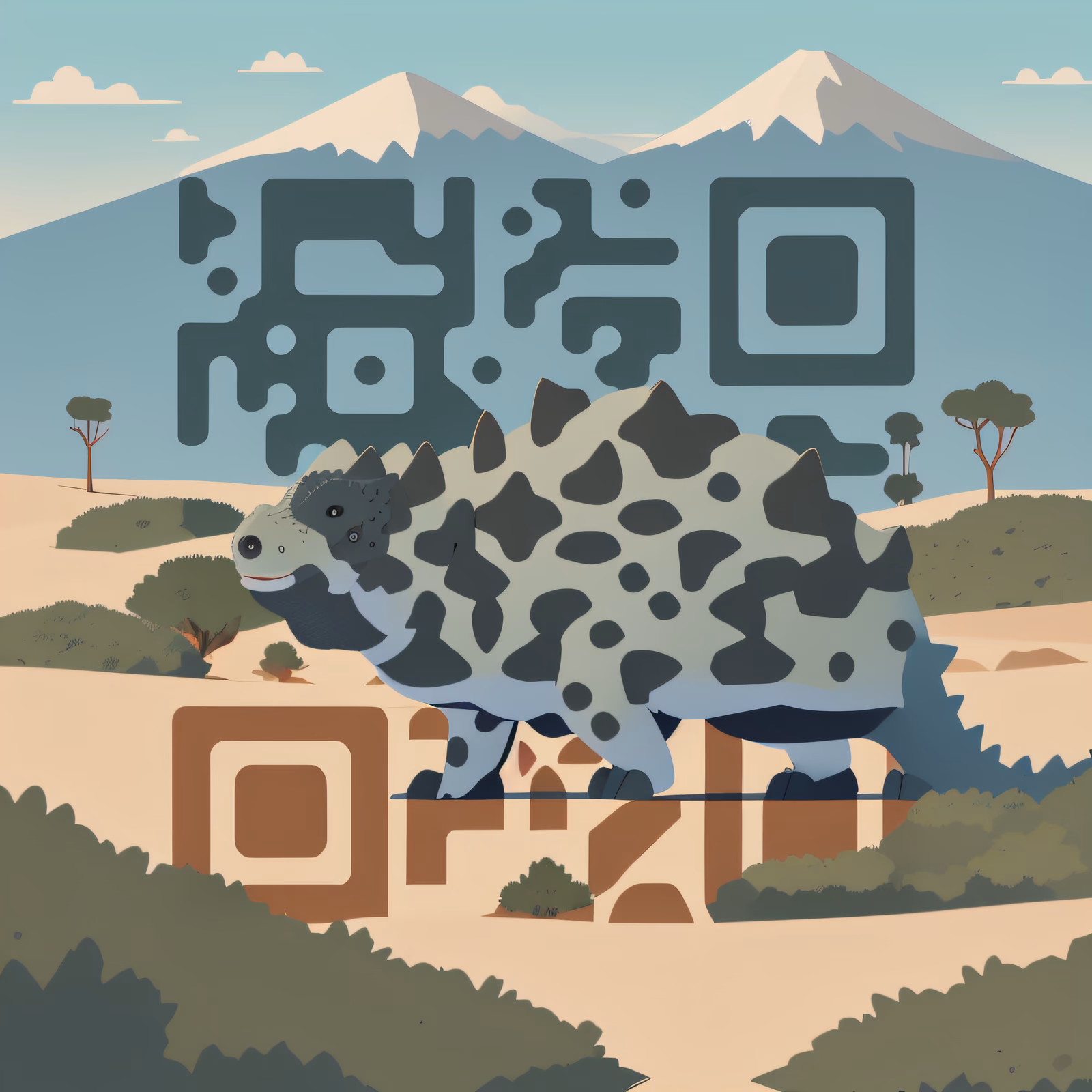 Ankylosaurus Flat Vector Dinosaur QR Code for Posters — image 1