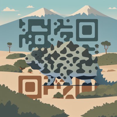 Ankylosaurus Flat Vector Dinosaur QR Code for Posters