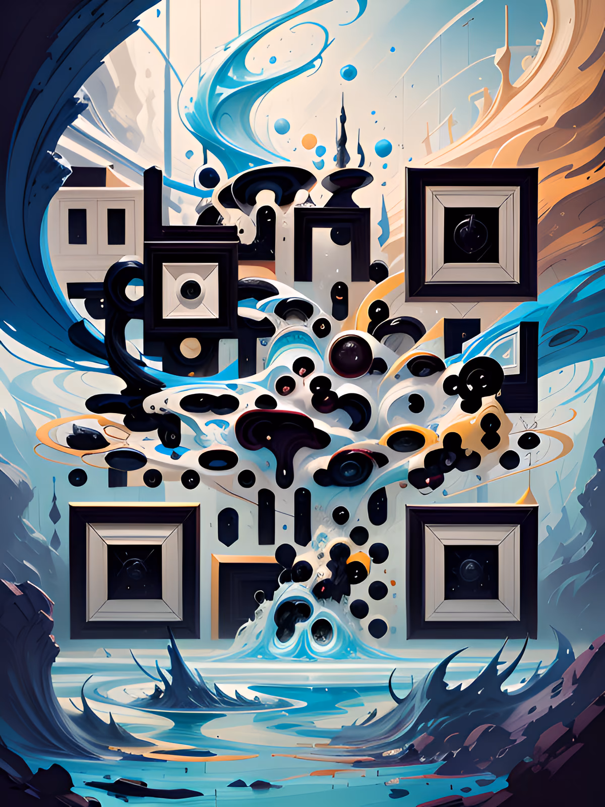 Абстрактные фэнтези-волны: QR-код для обложек книг — изображение 1