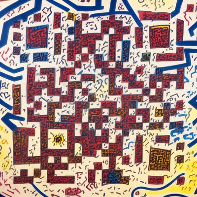 Abstract Graffiti Doodle Pattern QR Code for Posters