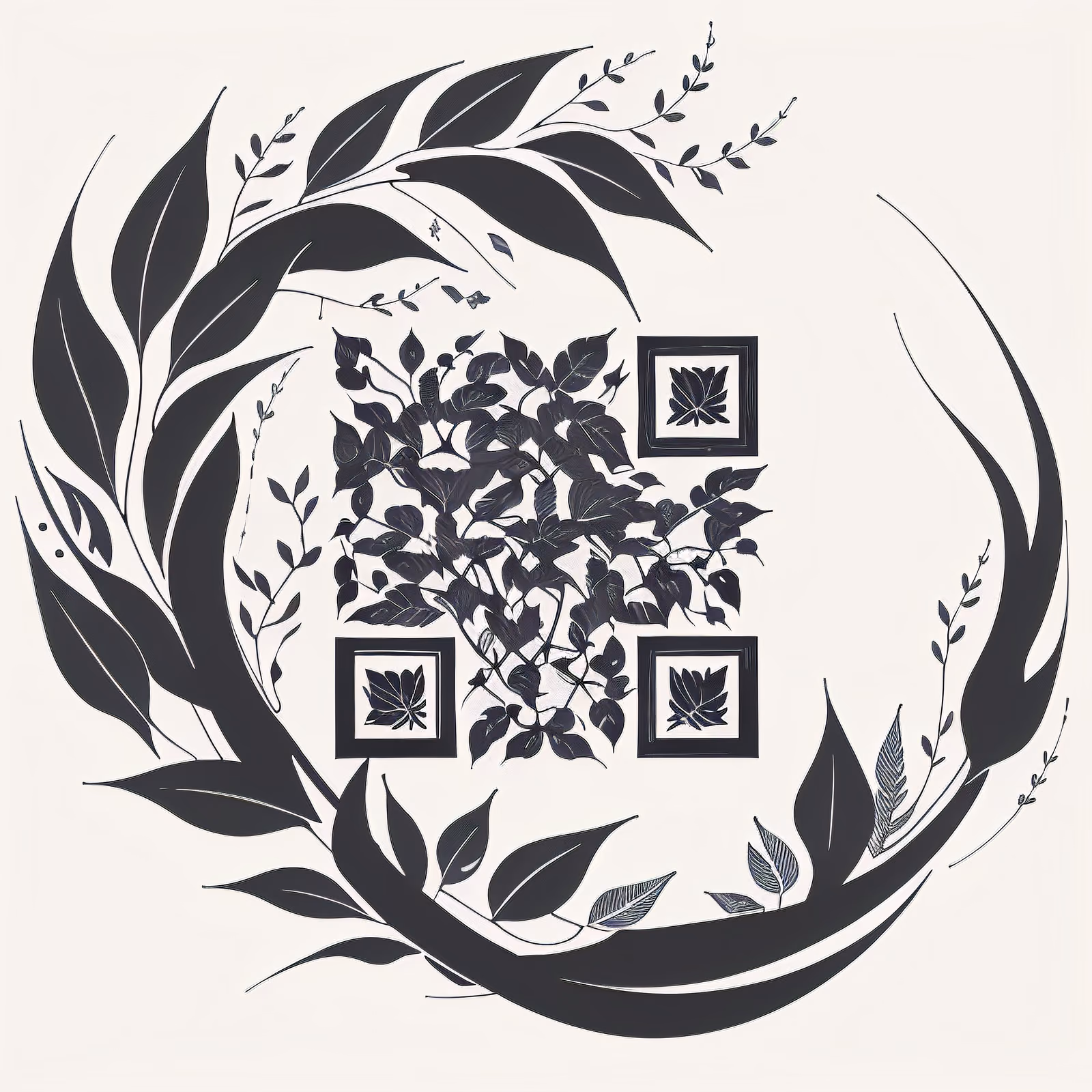 Leaf Wreath Ink Tattoo QR Code for Temporary Tattoos — image 1