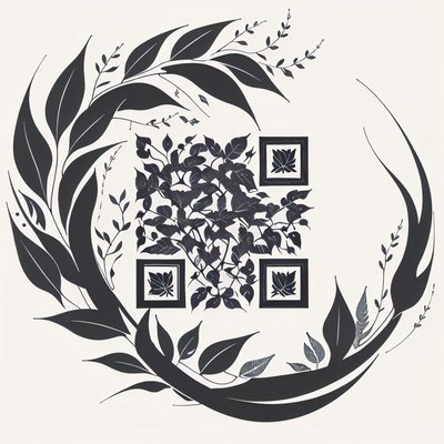 Leaf Wreath Ink Tattoo QR Code for Temporary Tattoos