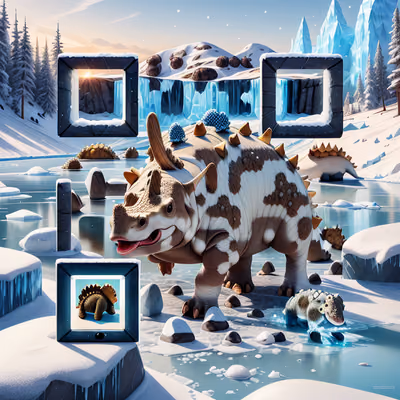 Ankylosaurus Icy Landscape Digital Painting QR Code Art — image 1