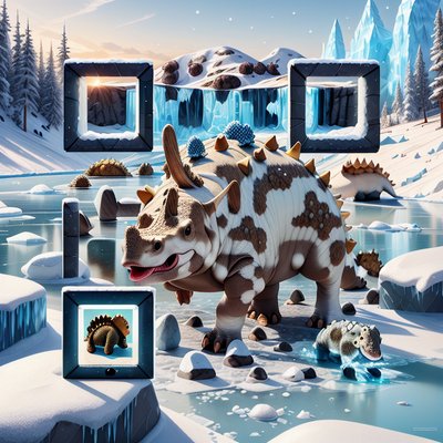 Ankylosaurus Icy Landscape Digital Painting QR Code Art