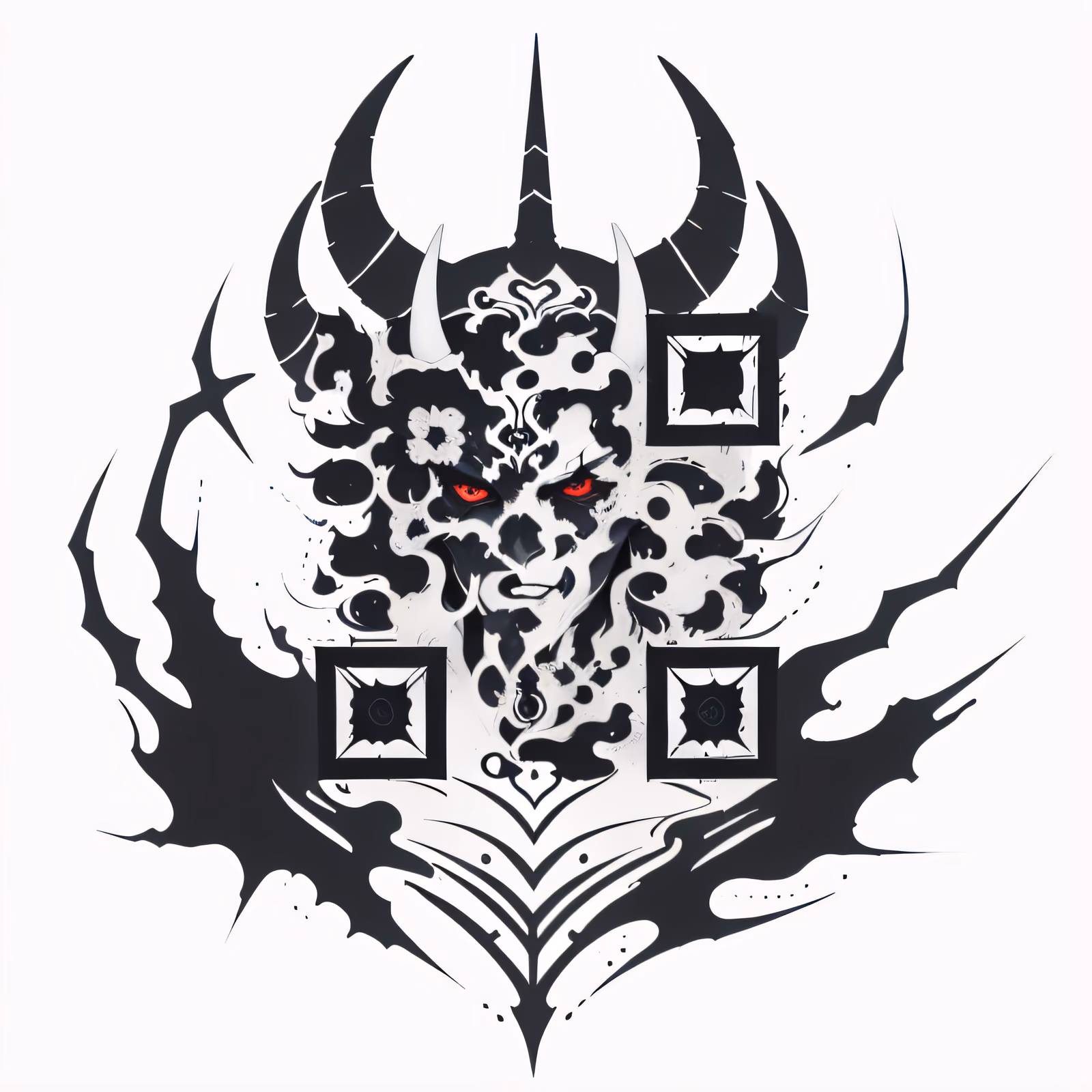 Horned Demon Ink Tattoo QR Code for Temporary Tattoos — image 1