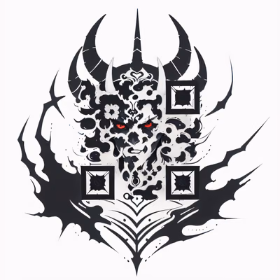 Horned Demon Ink Tattoo QR Code for Temporary Tattoos — image 1