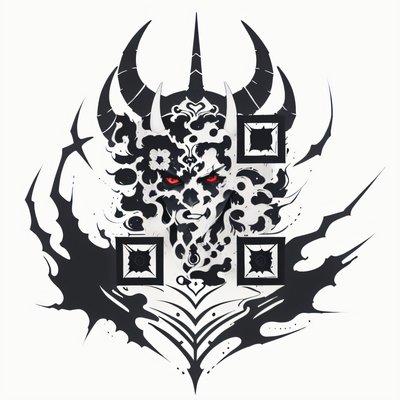 Horned Demon Ink Tattoo QR Code for Temporary Tattoos