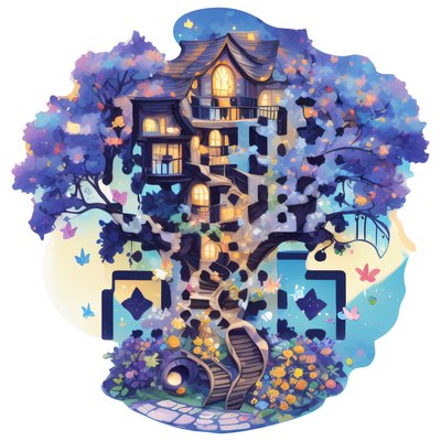 Blossom Treehouse Vector QR Code for Stickers