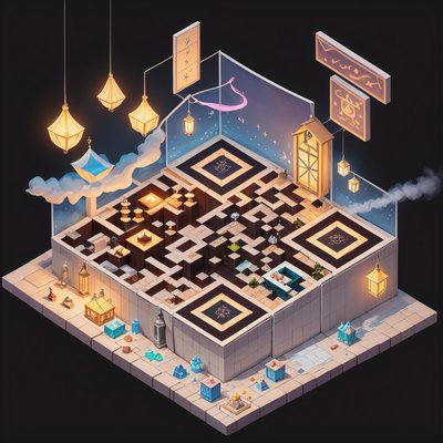 Isometric Alchemy Bazaar Diorama QR Code Art