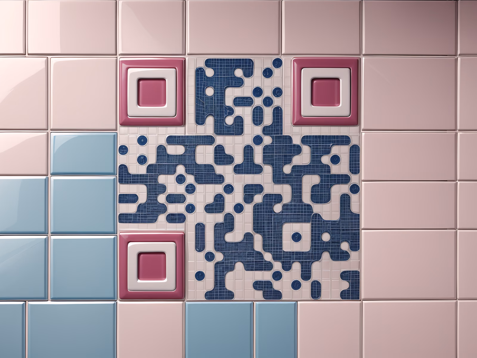 Pastel Ceramic Tile Wall QR Code Art — image 1