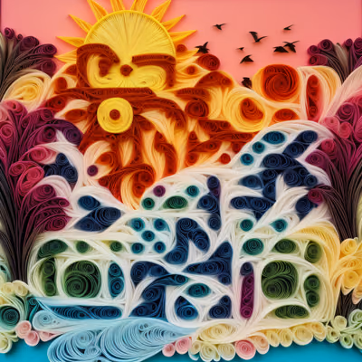 Sunset River Paper Quilling QR Code Art — image 1