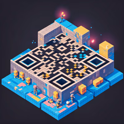 Изометрическое поле боя, игровая графика: QR-код для постеров — изображение 1